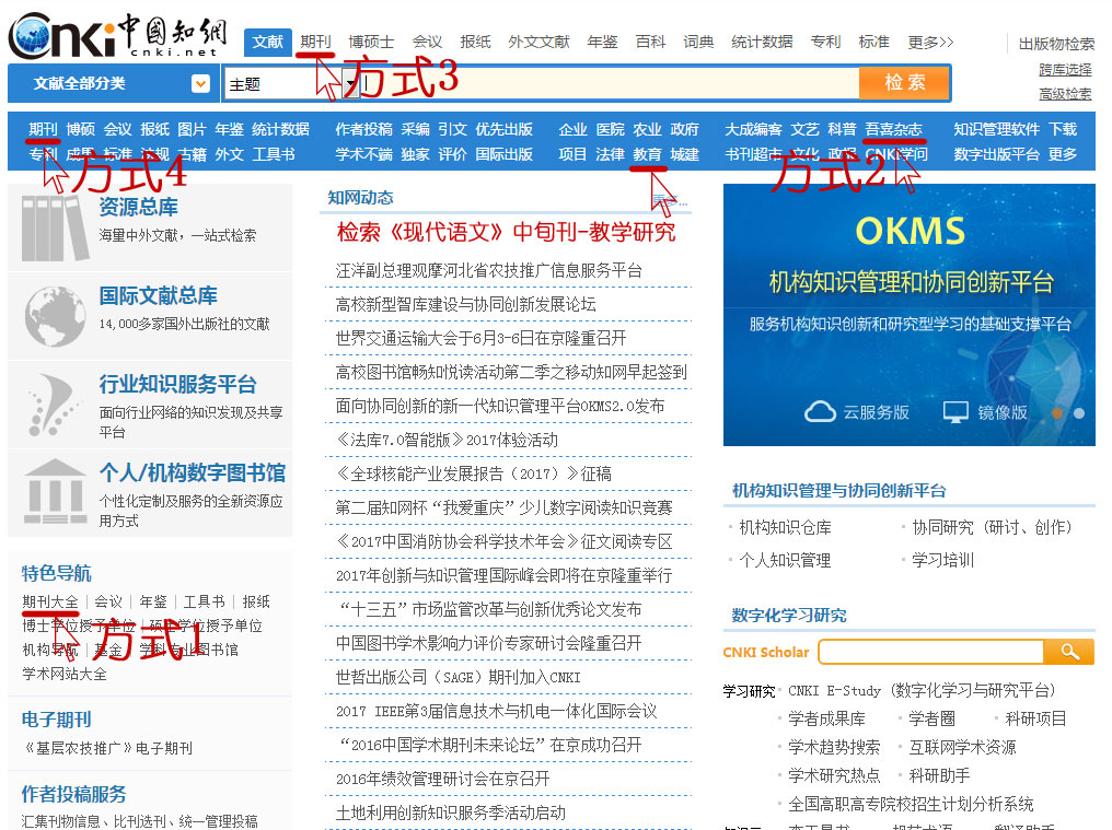 在知网中检索《现代语文》